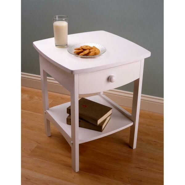 Doba-Bnt White Beechwood END TABLE/NIGHT STAND WITH ONE DRAWER SA143640